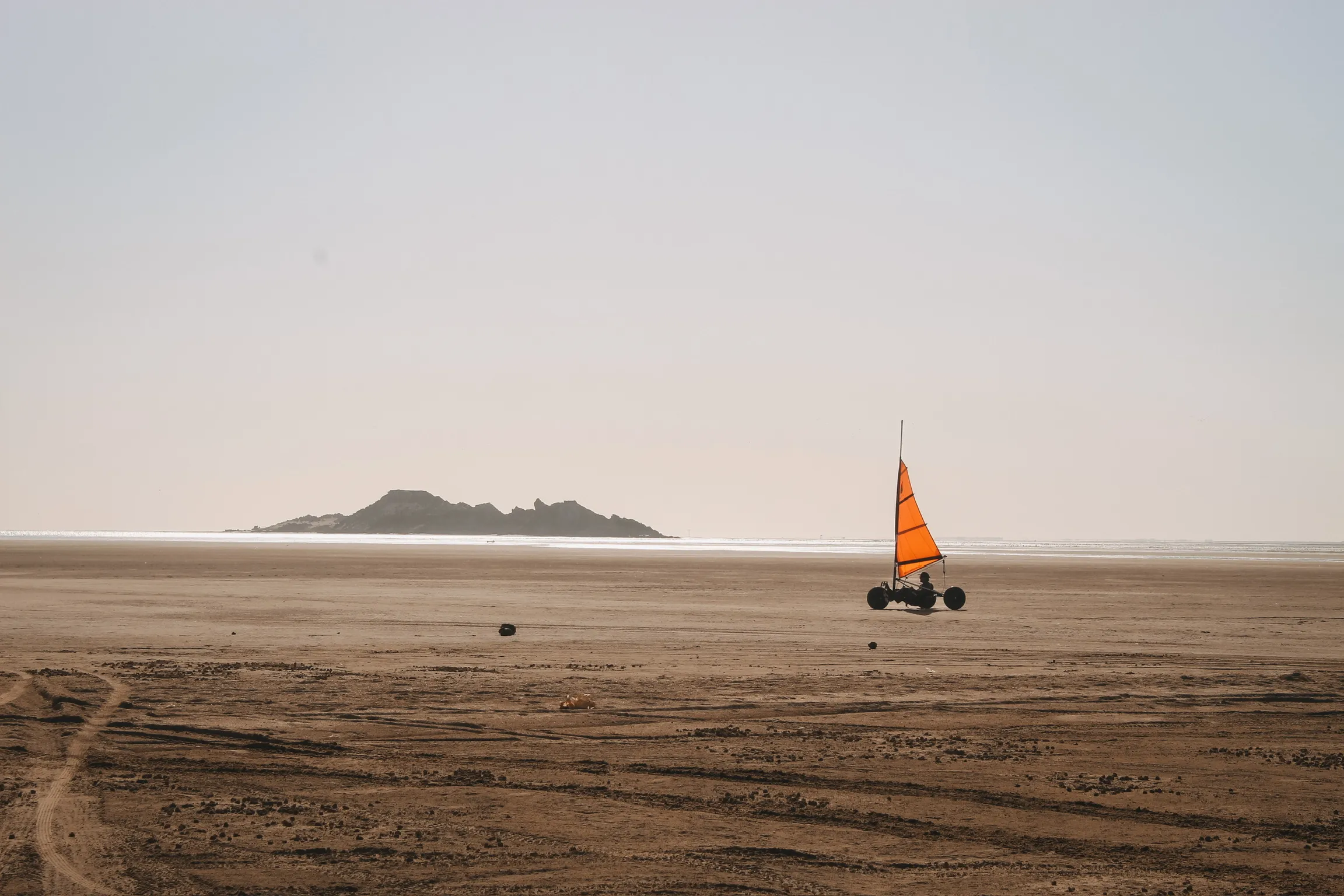 Char à voile sur la plage de Dakhla